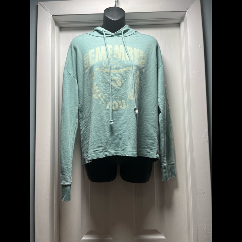 Smoky the Bear Official Licensee Mint Green Hoodie Sweatshirt Sz Lg